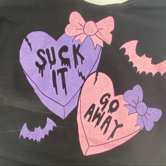 go away graphic long sleeve crop top SMALL - Picture 7 of 13